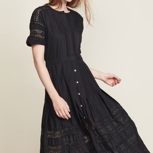 LoveShackFancy Edie Black Midi Dress Lace NWOT XS